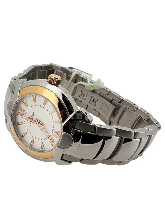 Two-Tone Dress Watch with Rose Gold Accents