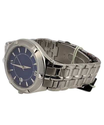 Modern Steel Watch with Blue Dial