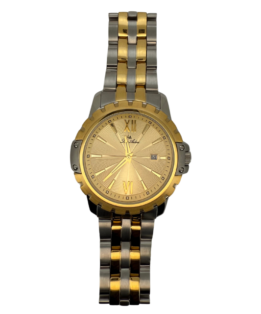 Two-Tone Watch with Textured Gold Dial