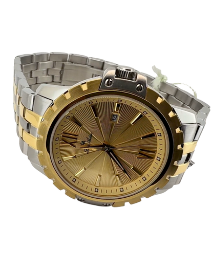 Two-Tone Watch with Textured Gold Dial